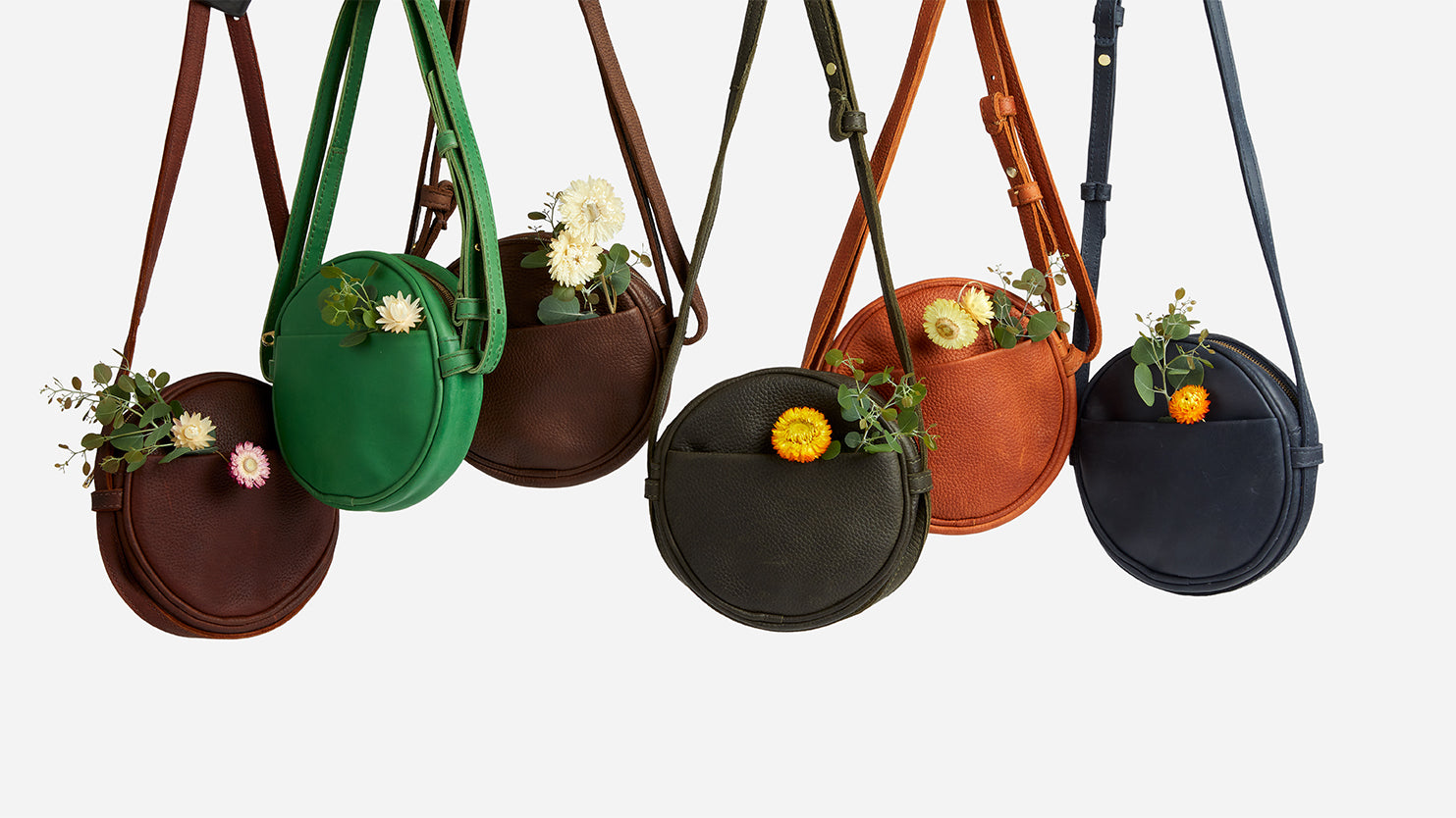 Kyah Full-Grain Leather Circle Crossbody Bag – Dark Brown Milled, Handcrafted in Ethiopia - Image 4