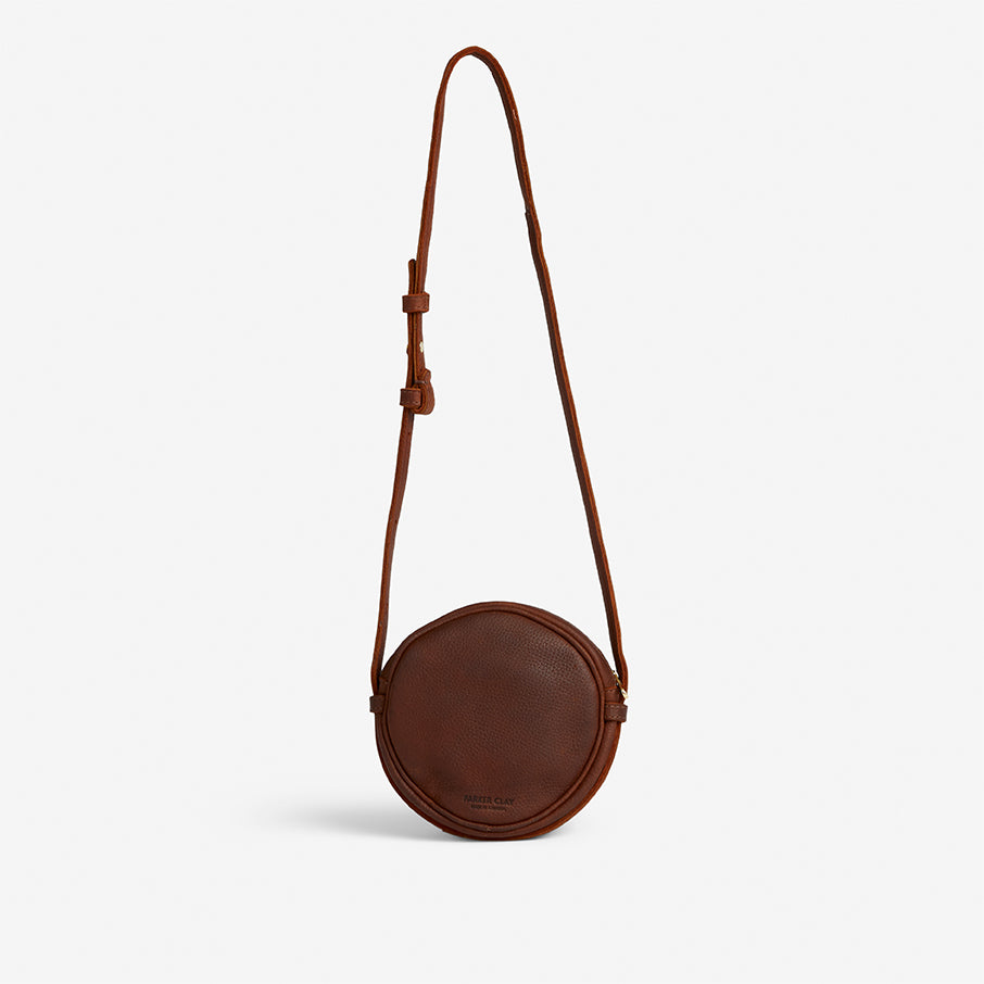 Kyah Full-Grain Leather Circle Crossbody Bag – Bordeaux Milled, Handcrafted in Ethiopia - Image 3