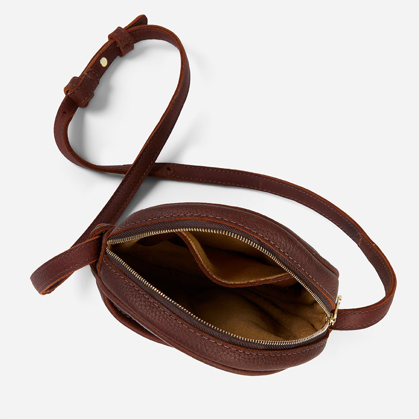 Kyah Full-Grain Leather Circle Crossbody Bag – Bordeaux Milled, Handcrafted in Ethiopia - Image 4