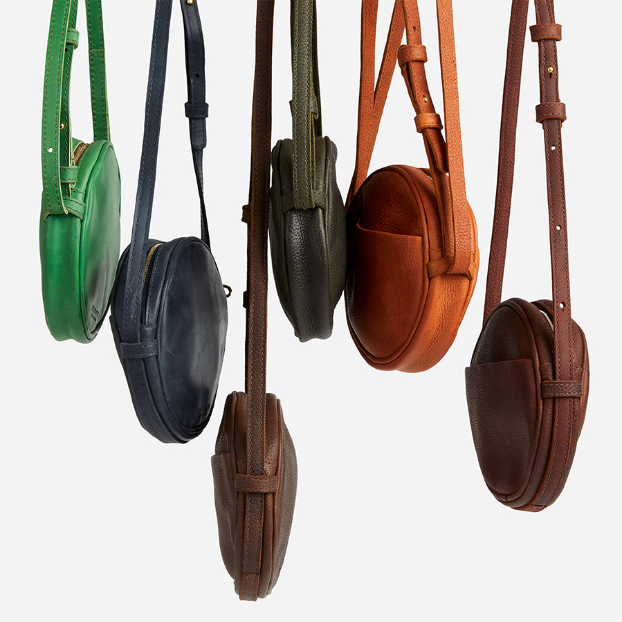 Kyah Full-Grain Leather Circle Crossbody Bag – Bordeaux Milled, Handcrafted in Ethiopia - Image 5