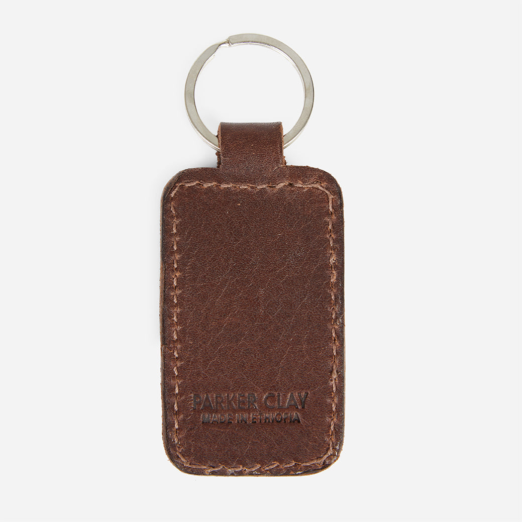 Jalin Full-Grain Leather Keychain – Dark Brown, Handcrafted in Ethiopia - Image 2