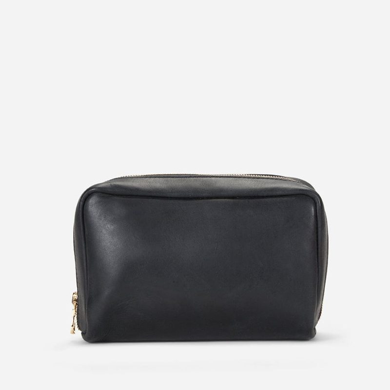 Olea Full-Grain Leather Organizer Pouch – Black, Handcrafted in Ethiopia