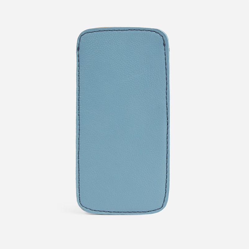 Hona Full-Grain Leather Sunglass Case – Sky Blue Milled, Handcrafted in Ethiopia
