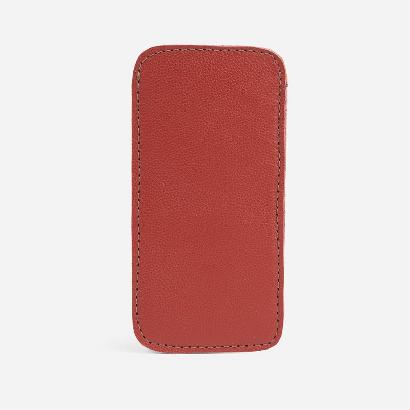 Hona Full-Grain Leather Sunglass Case – Ruby Red Milled, Handcrafted in Ethiopia
