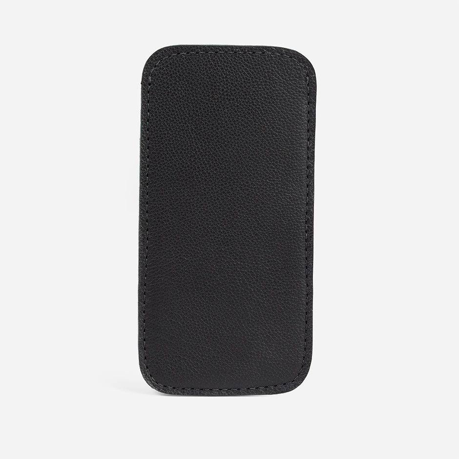 Hona Full-Grain Leather Sunglass Case – Black Milled, Handcrafted in Ethiopia