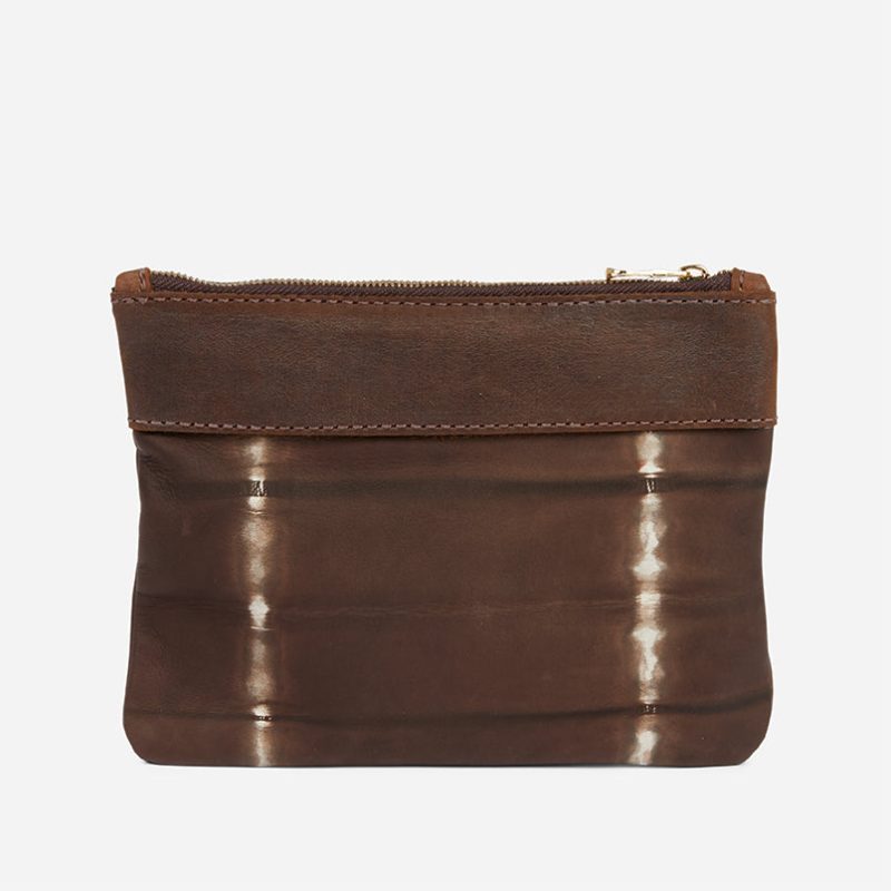 Gigi Ethiopian Sheepskin Zip Pouch – Tie Dye Brown, Handcrafted in Ethiopia