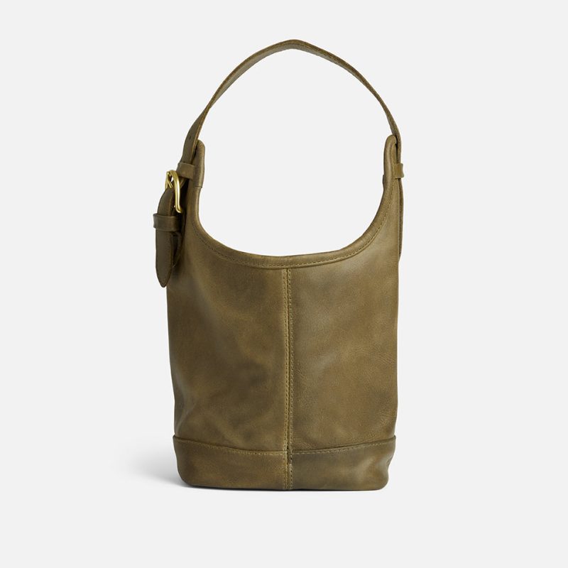 Esme Full-Grain Leather Market Bag – Olive, Handcrafted in Ethiopia