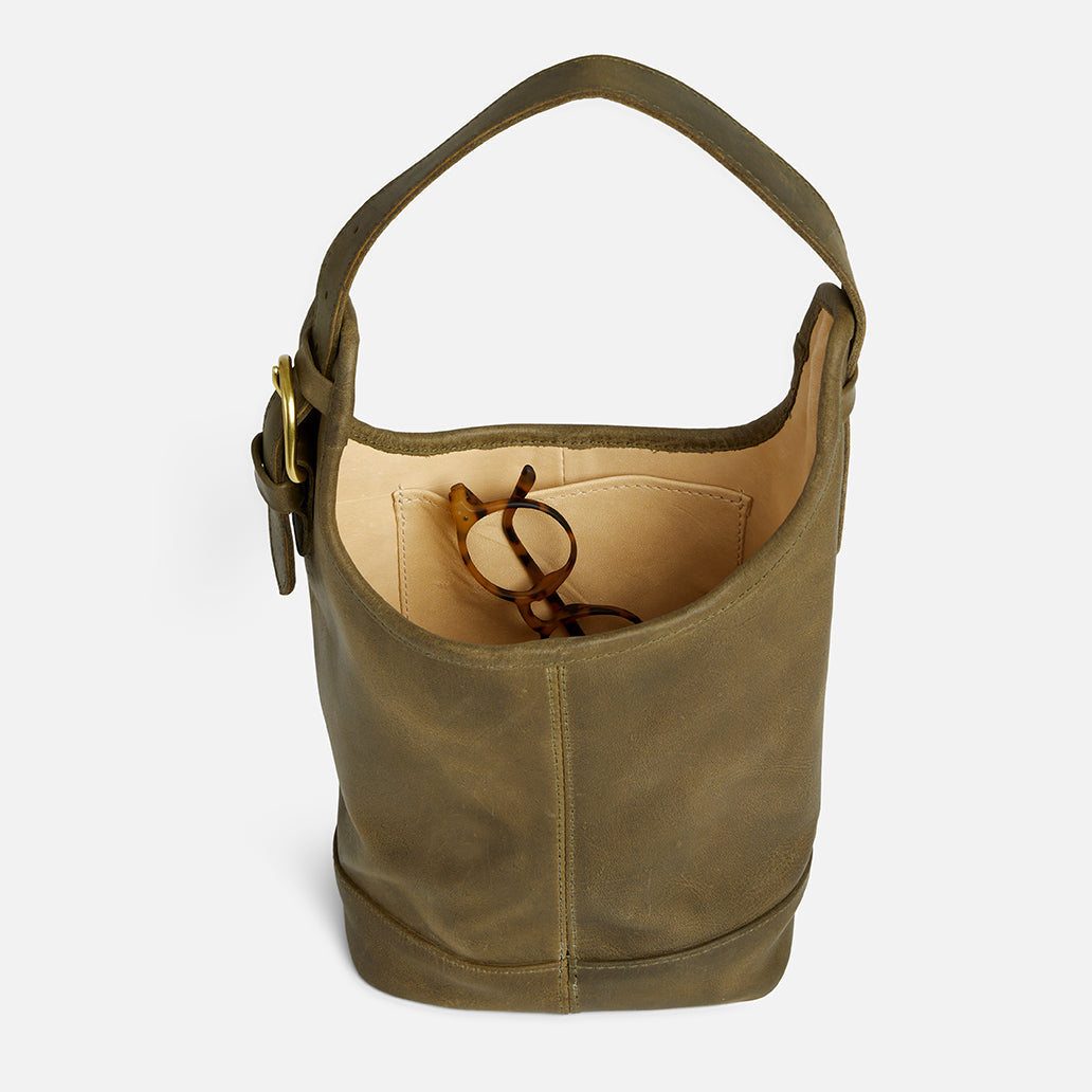 Esme Full-Grain Leather Market Bag – Olive, Handcrafted in Ethiopia - Image 5