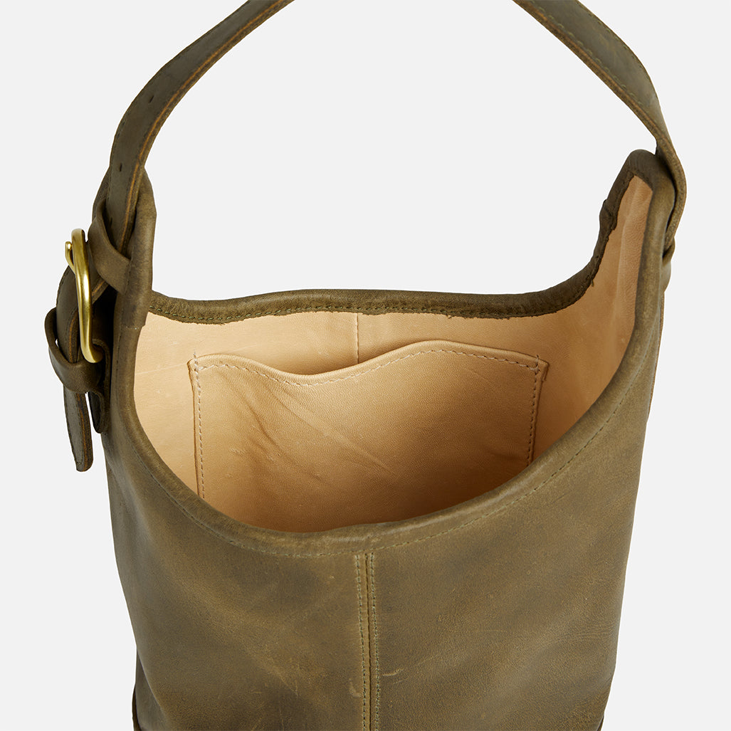 Esme Full-Grain Leather Market Bag – Olive, Handcrafted in Ethiopia - Image 6