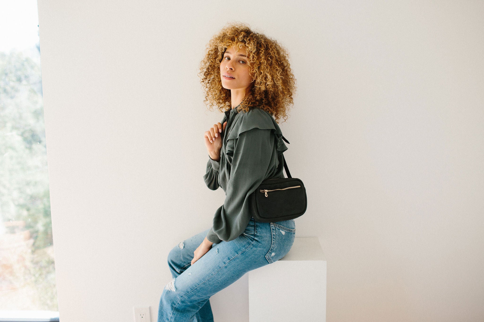 Desta Full-Grain Leather Belt Bag – Black, Handcrafted in Ethiopia - Image 2