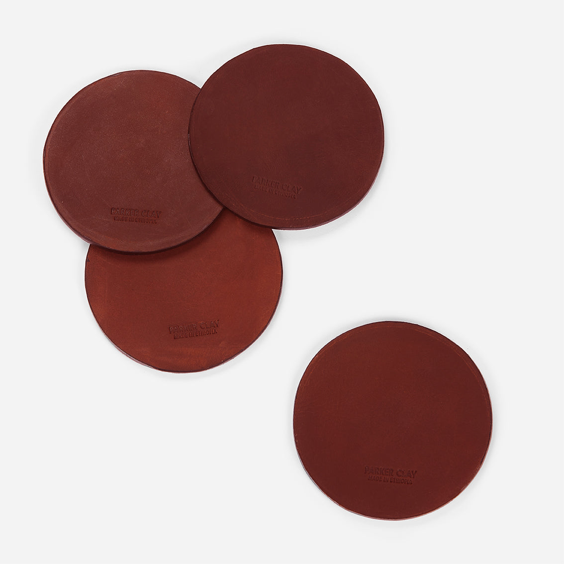 Cuyama Full-Grain Leather Coaster Set – Clay Red, Handcrafted in Ethiopia - Image 2