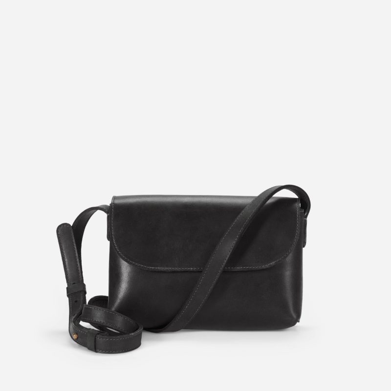 City Full-Grain Leather Crossbody Bag – Black, Handcrafted in Ethiopia