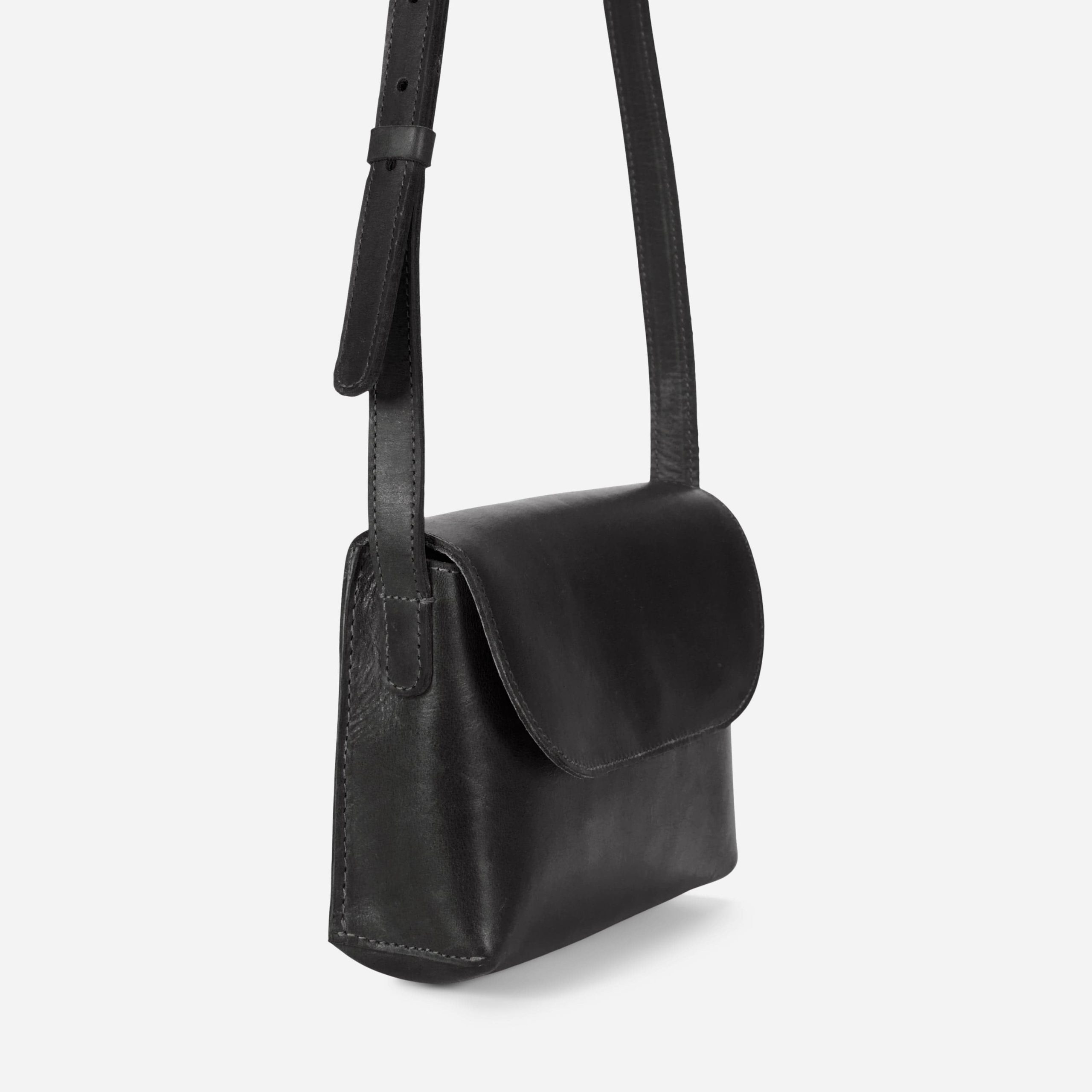 City Full-Grain Leather Crossbody Bag – Black, Handcrafted in Ethiopia - Image 6