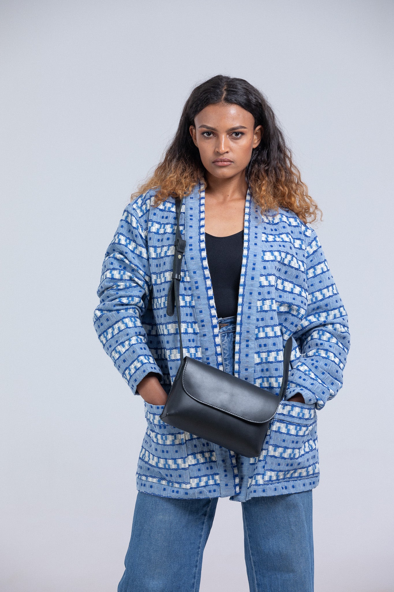 City Full-Grain Leather Crossbody Bag – Black, Handcrafted in Ethiopia - Image 8