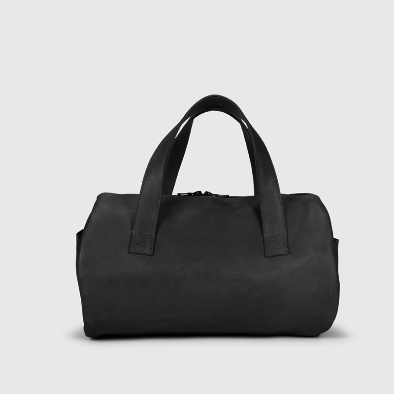 Omo Full-Grain Leather Overnight Bag – Black, Handcrafted in Ethiopia