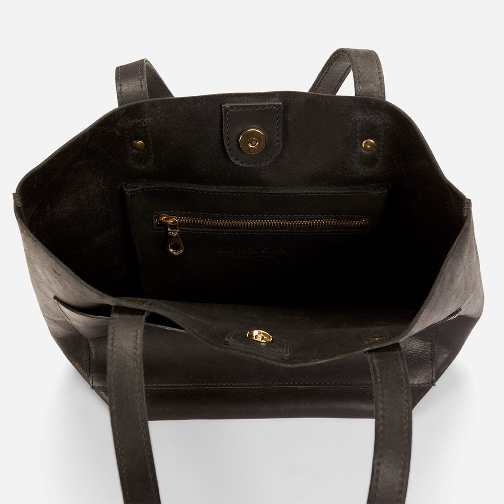 Caroline Small Full-Grain Leather Tote – Black, Handcrafted in Ethiopia - Image 5