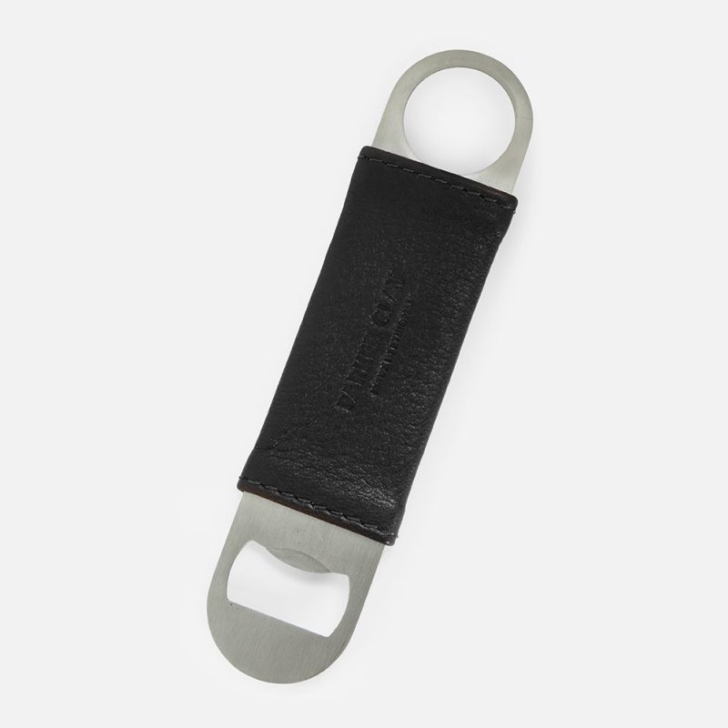 Bottle Opener Full-Grain Leather – Black, Handcrafted in Ethiopia