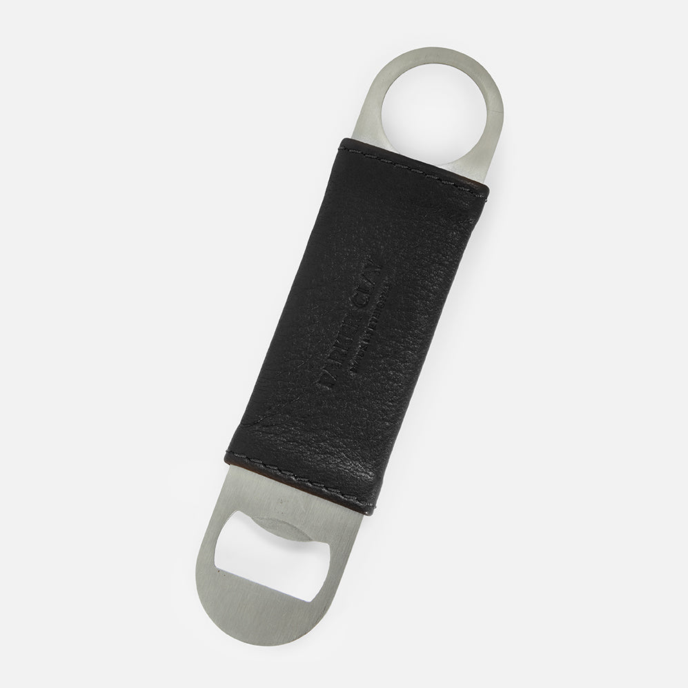 Bottle Opener Full-Grain Leather – Black, Handcrafted in Ethiopia