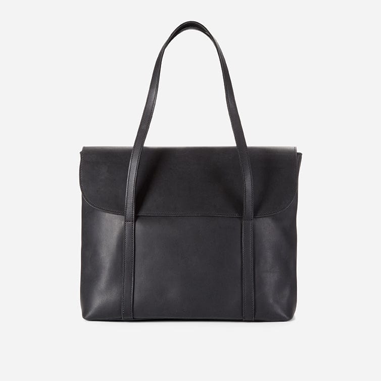 Awassa Full-Grain Leather Carry-On Tote – Black, Handcrafted in Ethiopia