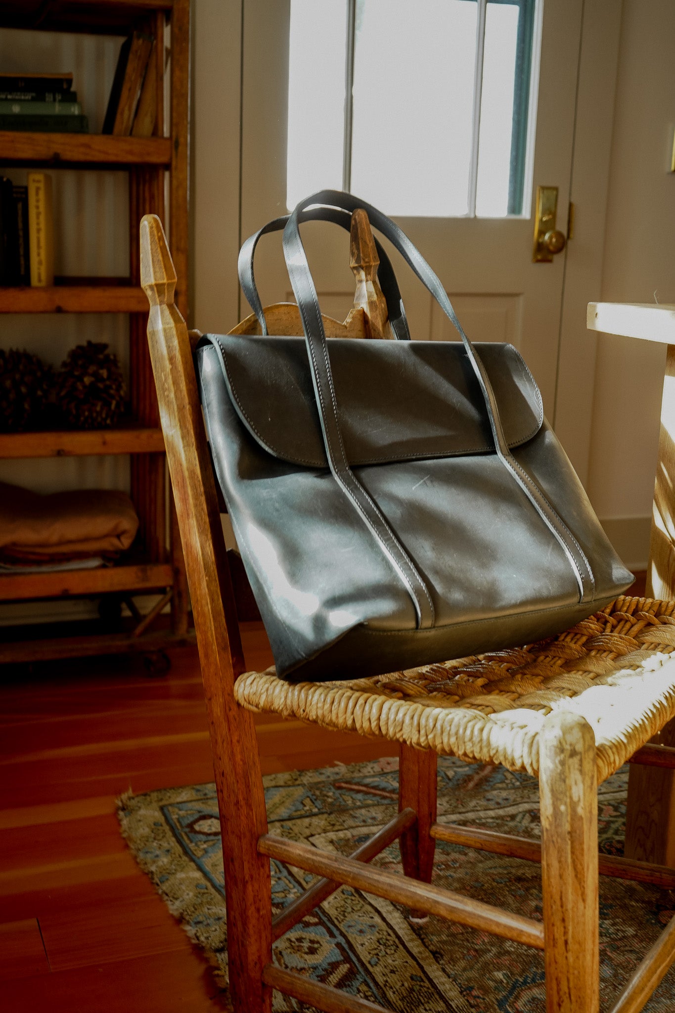 Awassa Full-Grain Leather Carry-On Tote – Black, Handcrafted in Ethiopia - Image 4