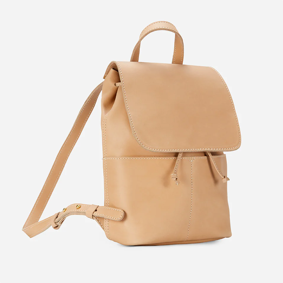 Abby Full-Grain Leather Drawstring Backpack – Sand, Handcrafted in Ethiopia - Image 3