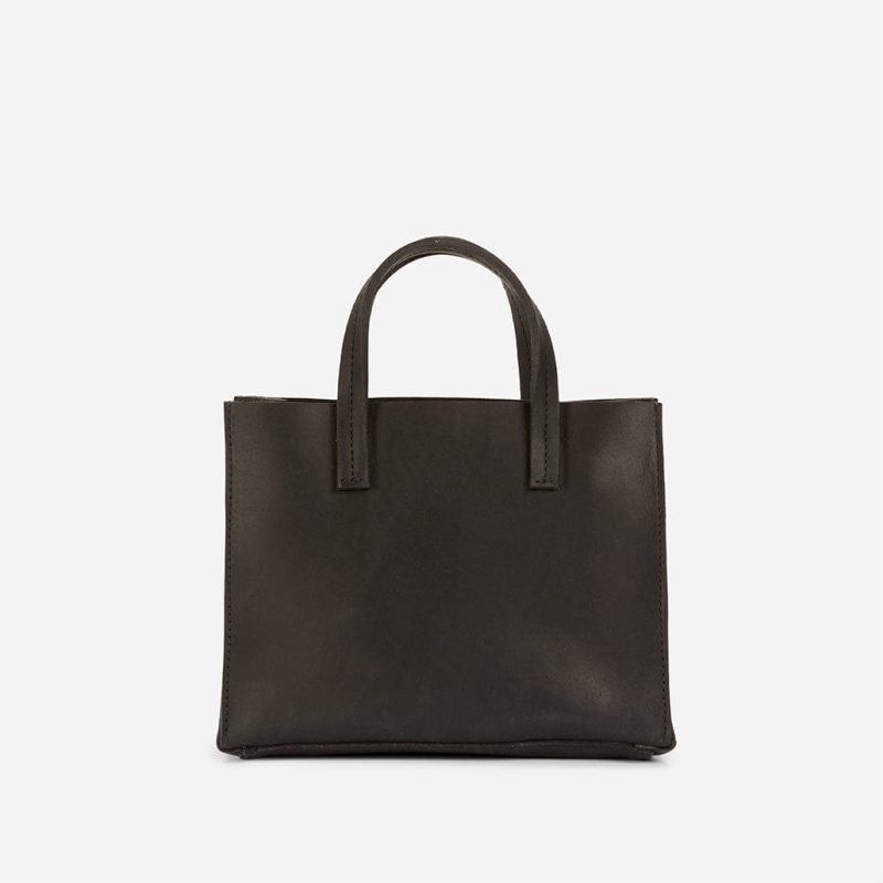 Avila Mini Leather Tote Bag – Black, Handcrafted in Ethiopia