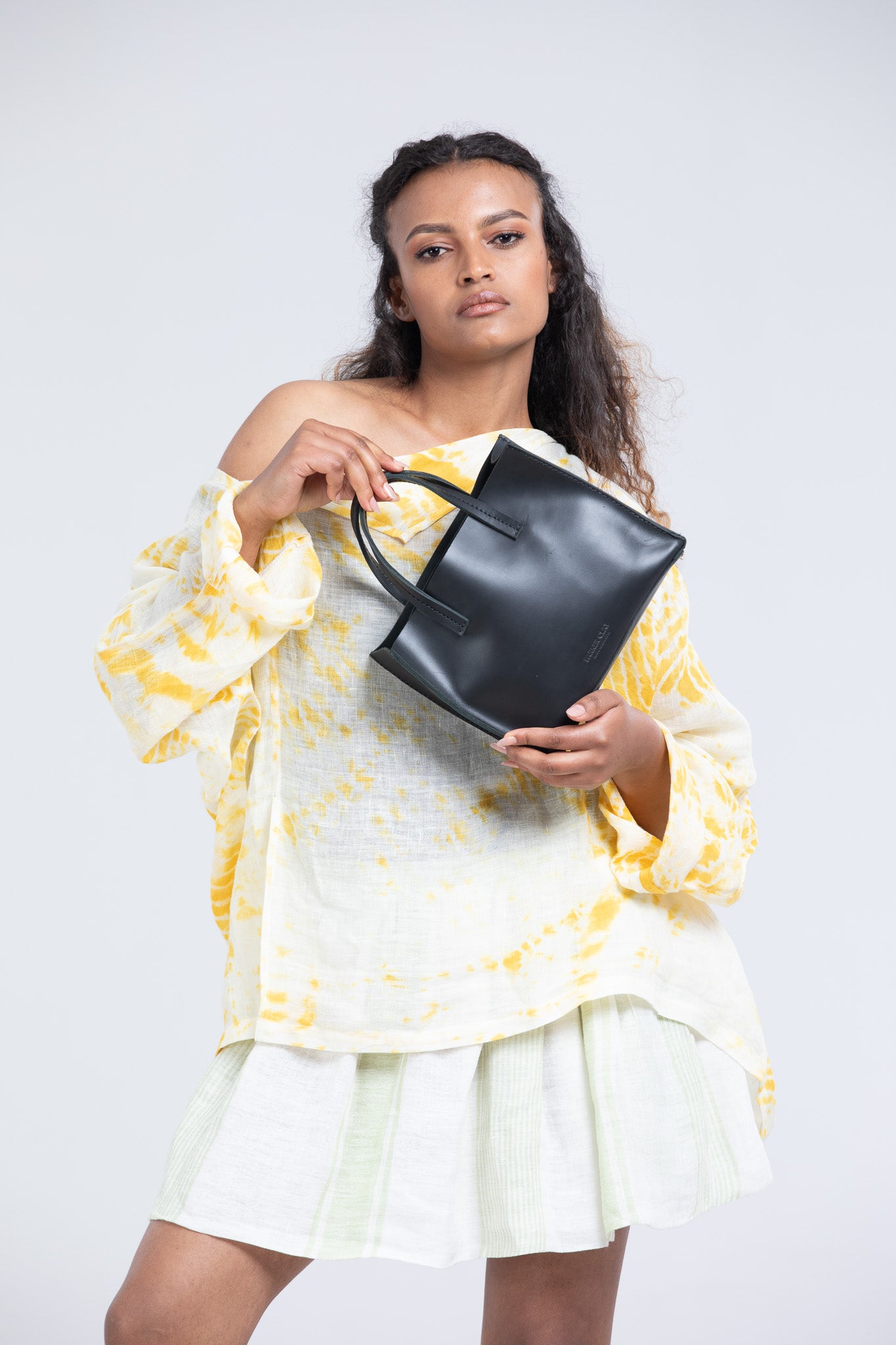 Avila Mini Leather Tote Bag – Black, Handcrafted in Ethiopia - Image 2