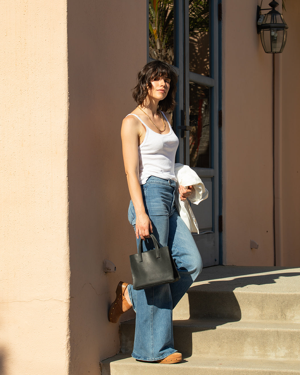 Avila Mini Leather Tote Bag – Black, Handcrafted in Ethiopia - Image 7