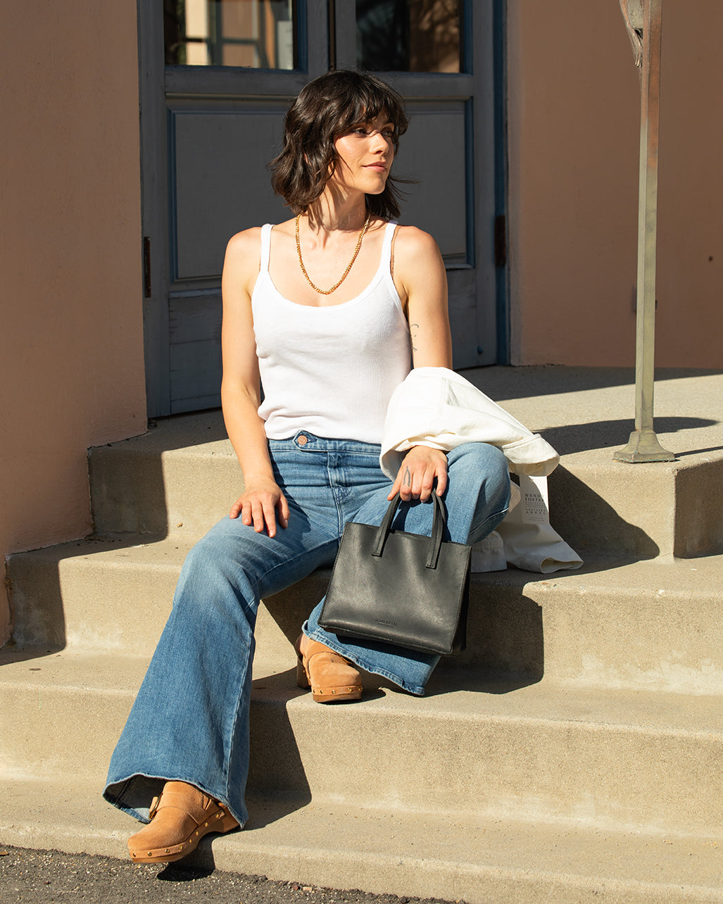 Avila Mini Leather Tote Bag – Black, Handcrafted in Ethiopia - Image 8