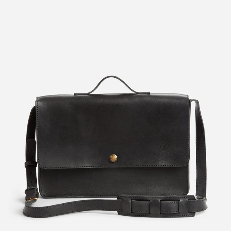 Austin Full-Grain Leather Messenger Bag – Black, Handcrafted in Ethiopia