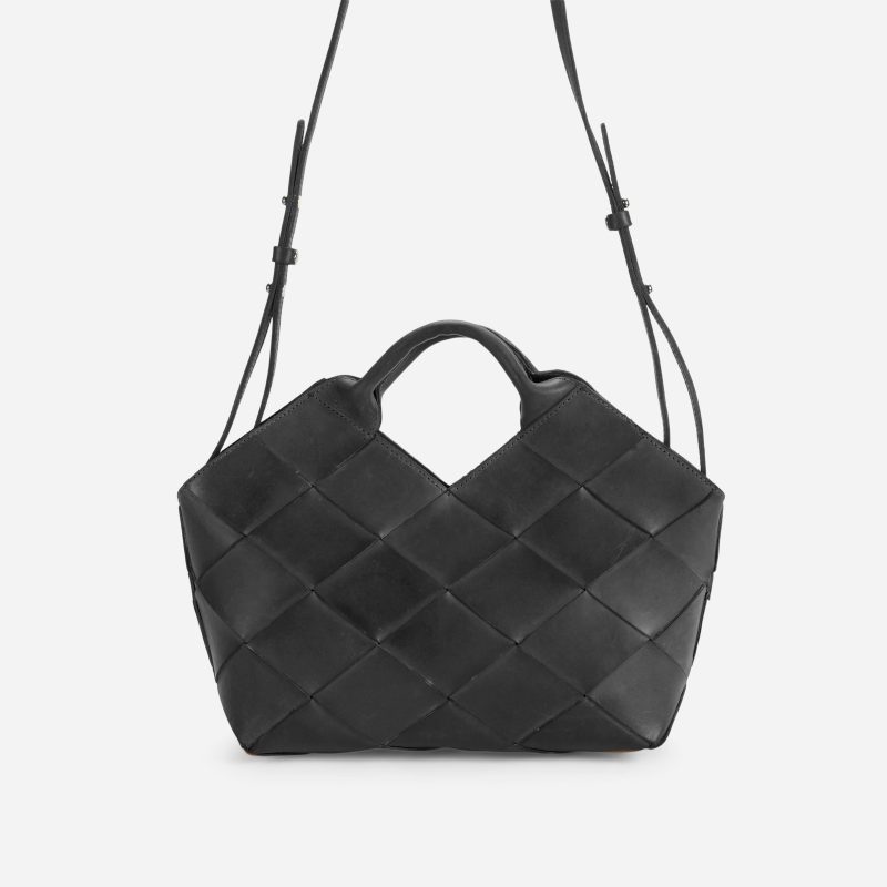 Acacia Woven Ethiopian Leather Handbag – Black, Handcrafted in Ethiopia