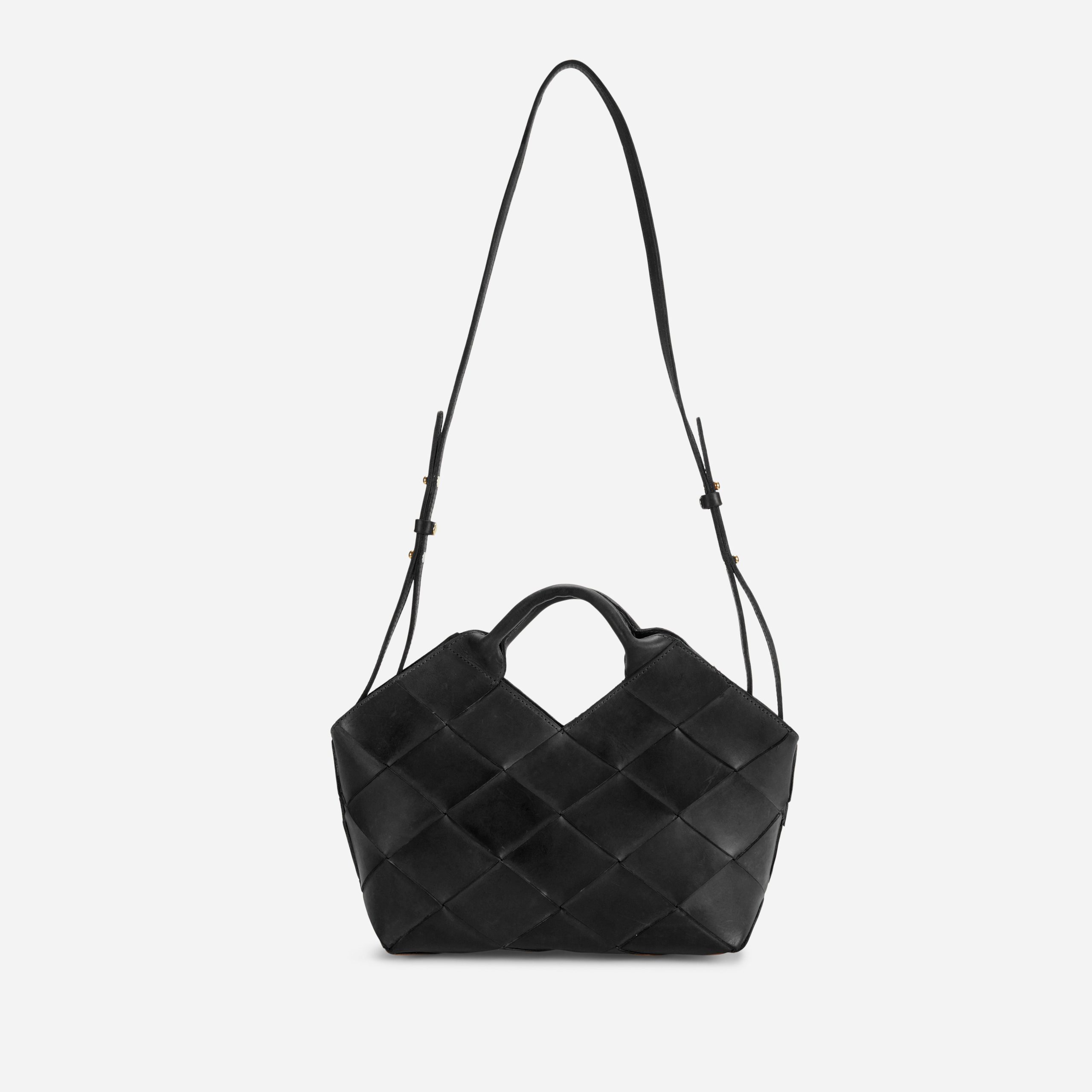 Acacia Woven Ethiopian Leather Handbag – Black, Handcrafted in Ethiopia - Image 3