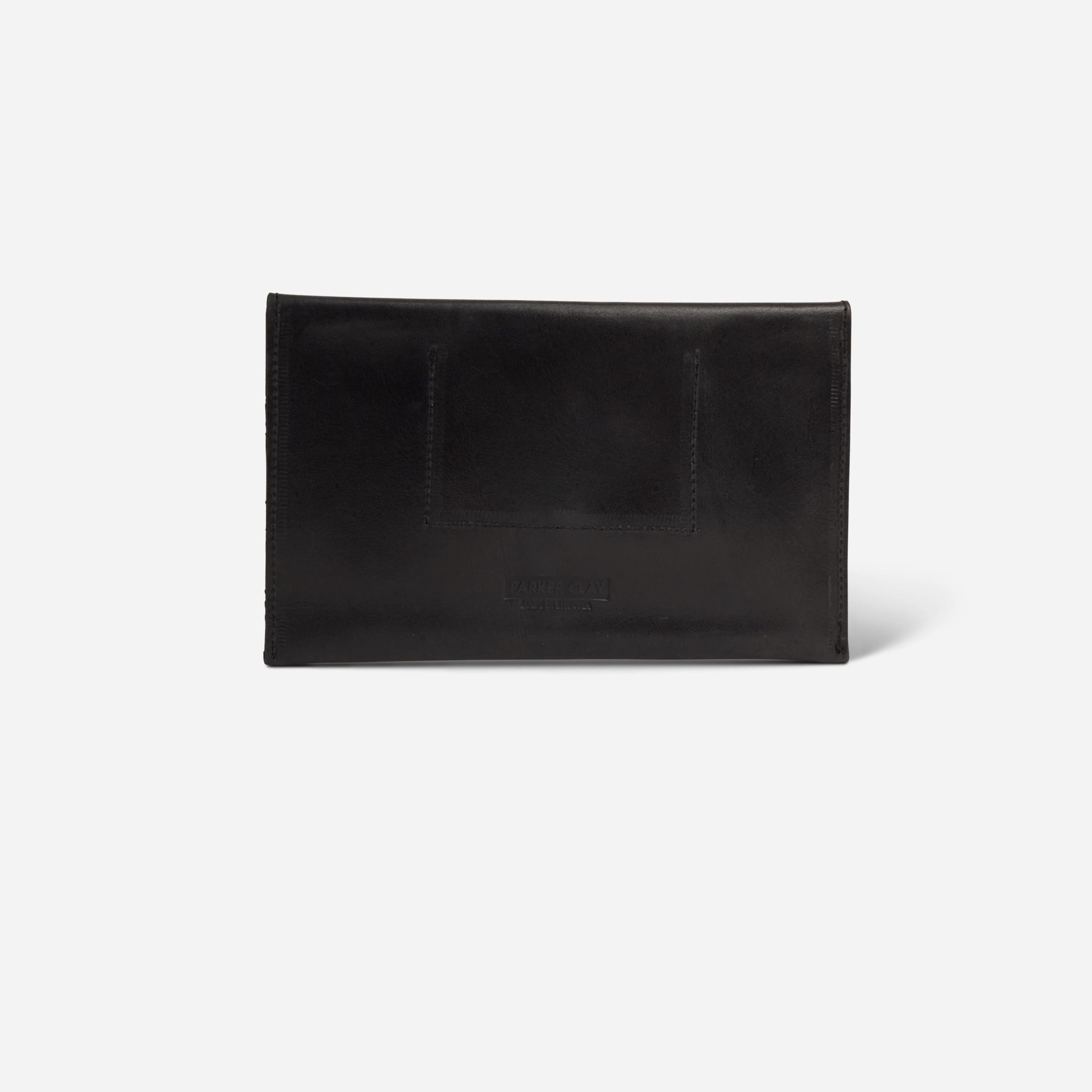 Abeba Full-Grain Leather Envelope Clutch – Black, Handcrafted in Ethiopia - Image 3