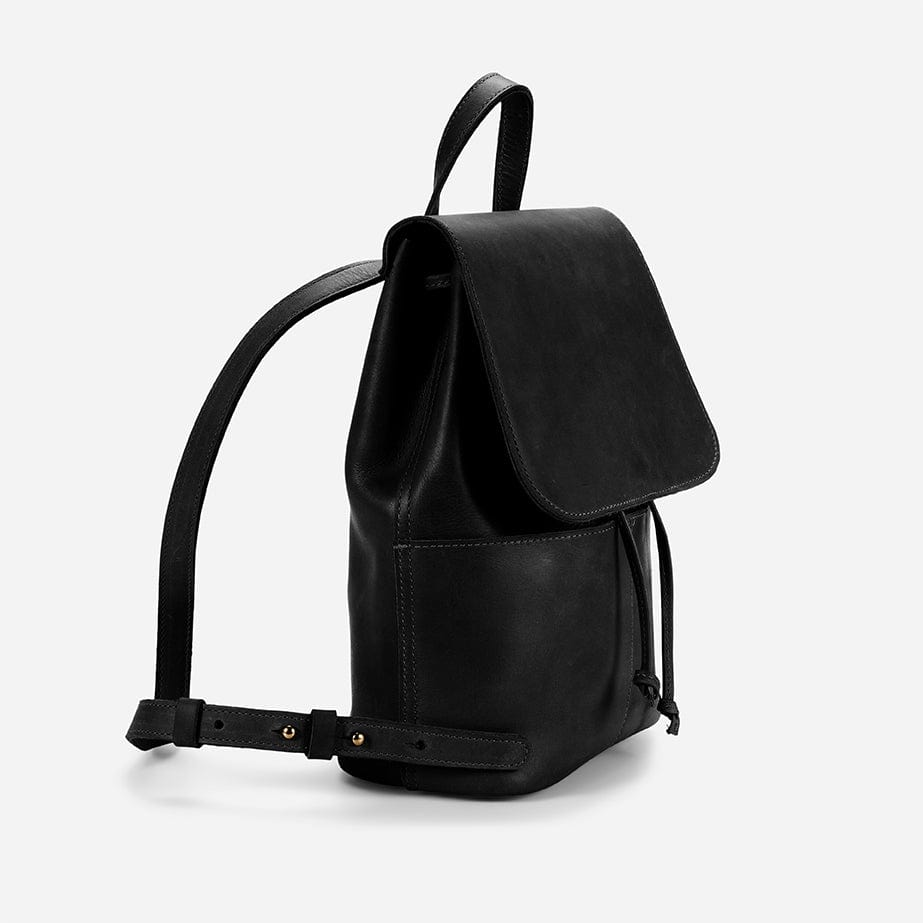 Abby Full-Grain Leather Drawstring Backpack – Black, Handcrafted in Ethiopia - Image 3