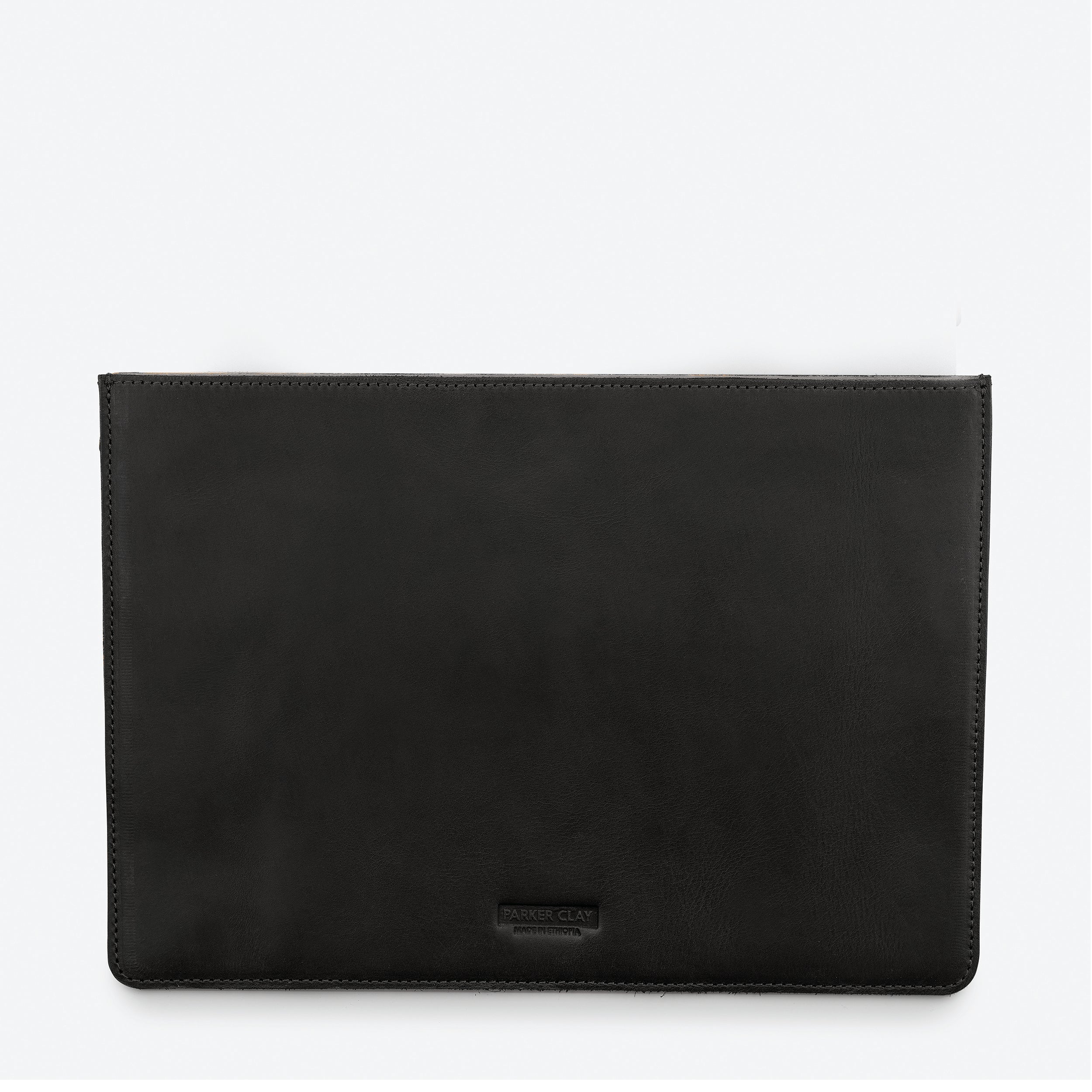 Presidio Full-Grain Leather Laptop Sleeve – Black, Handcrafted in Ethiopia