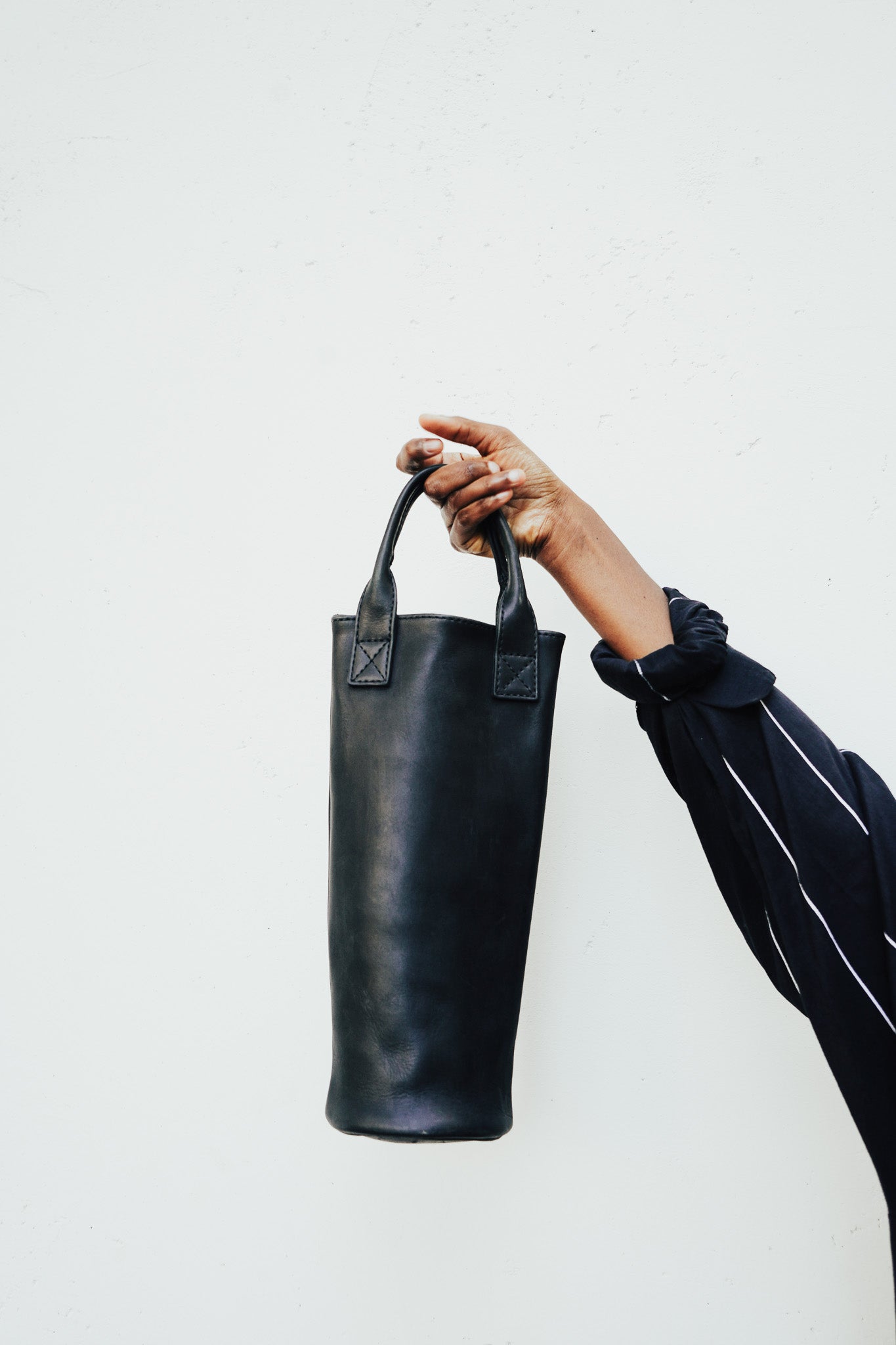 Rita Full-Grain Leather Wine Tote – Black, Named for Sta. Rita Hills, Handcrafted in Ethiopia - Image 2