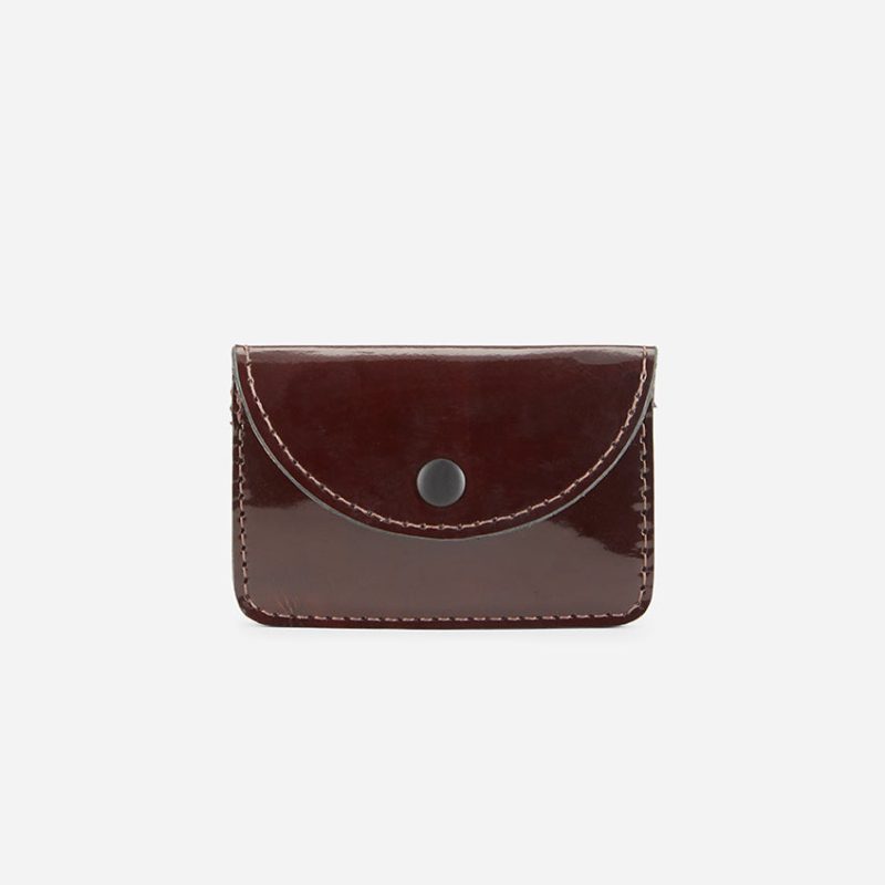 Sami Full-Grain Leather Card Wallet – Patent Bordeaux, Handcrafted in Ethiopia