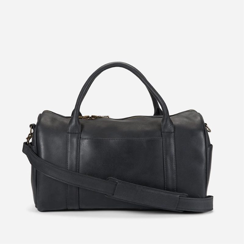 San Ysidro Full-Grain Leather Weekender Duffle – Black, Handcrafted in Ethiopia