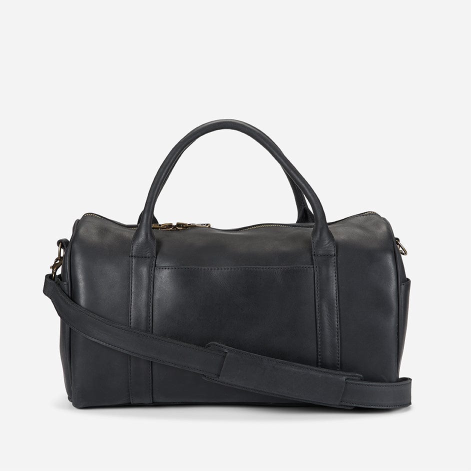San Ysidro Full-Grain Leather Weekender Duffle – Black, Handcrafted in Ethiopia
