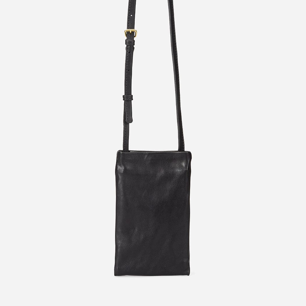 Sebli Ethiopian Goat Leather Crossbody Phone Bag – Black, Handcrafted in Ethiopia