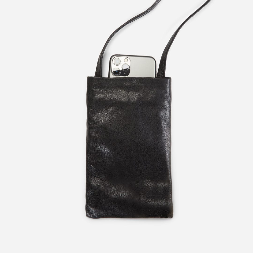 Sebli Ethiopian Goat Leather Crossbody Phone Bag – Black, Handcrafted in Ethiopia - Image 3