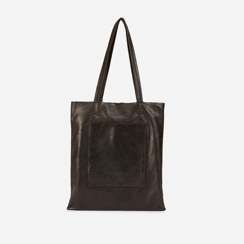 Tate Gallery Full-Grain Ethiopian Goat Leather Tote – Black, Handcrafted in Ethiopia
