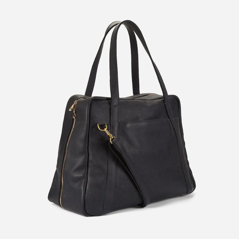 Taytu Full-Grain Leather Weekender Bag – Black, Handcrafted in Ethiopia