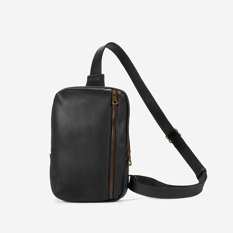 Bale Full-Grain Leather Sling Bag – Black, Handcrafted in Ethiopia
