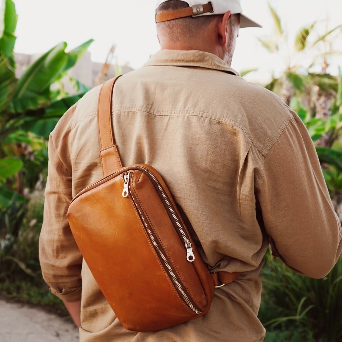 Bale Full-Grain Leather Sling Bag – Rust Brown Antique, Handcrafted in Ethiopia - Image 2