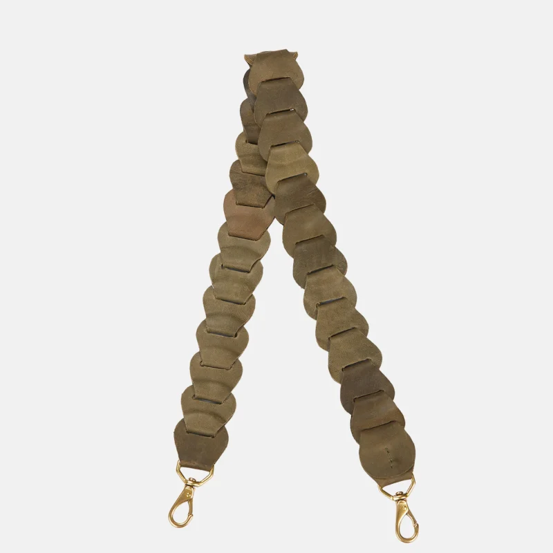 Circle Leather Shoulder Strap – Olive Green, Mix and Match for Any Parker Clay Bag