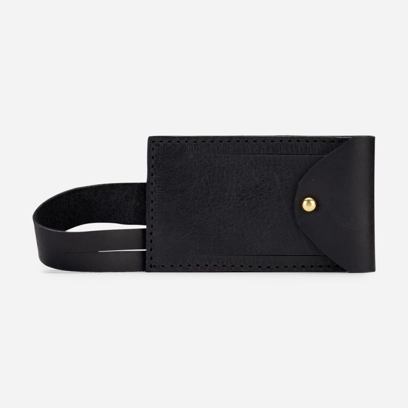 805 Full-Grain Leather Luggage Tag – Black, Handcrafted in Ethiopia