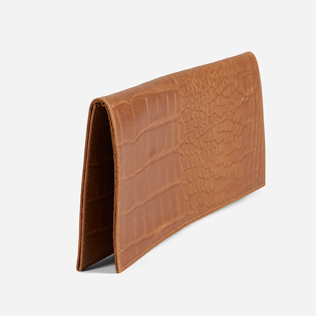 Yeshi Full-Grain Leather Foldover Clutch – Crocodile Embossed, Handcrafted in Ethiopia - Image 6