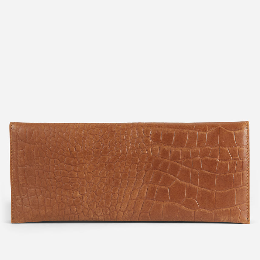 Yeshi Full-Grain Leather Foldover Clutch – Crocodile Embossed, Handcrafted in Ethiopia - Image 7