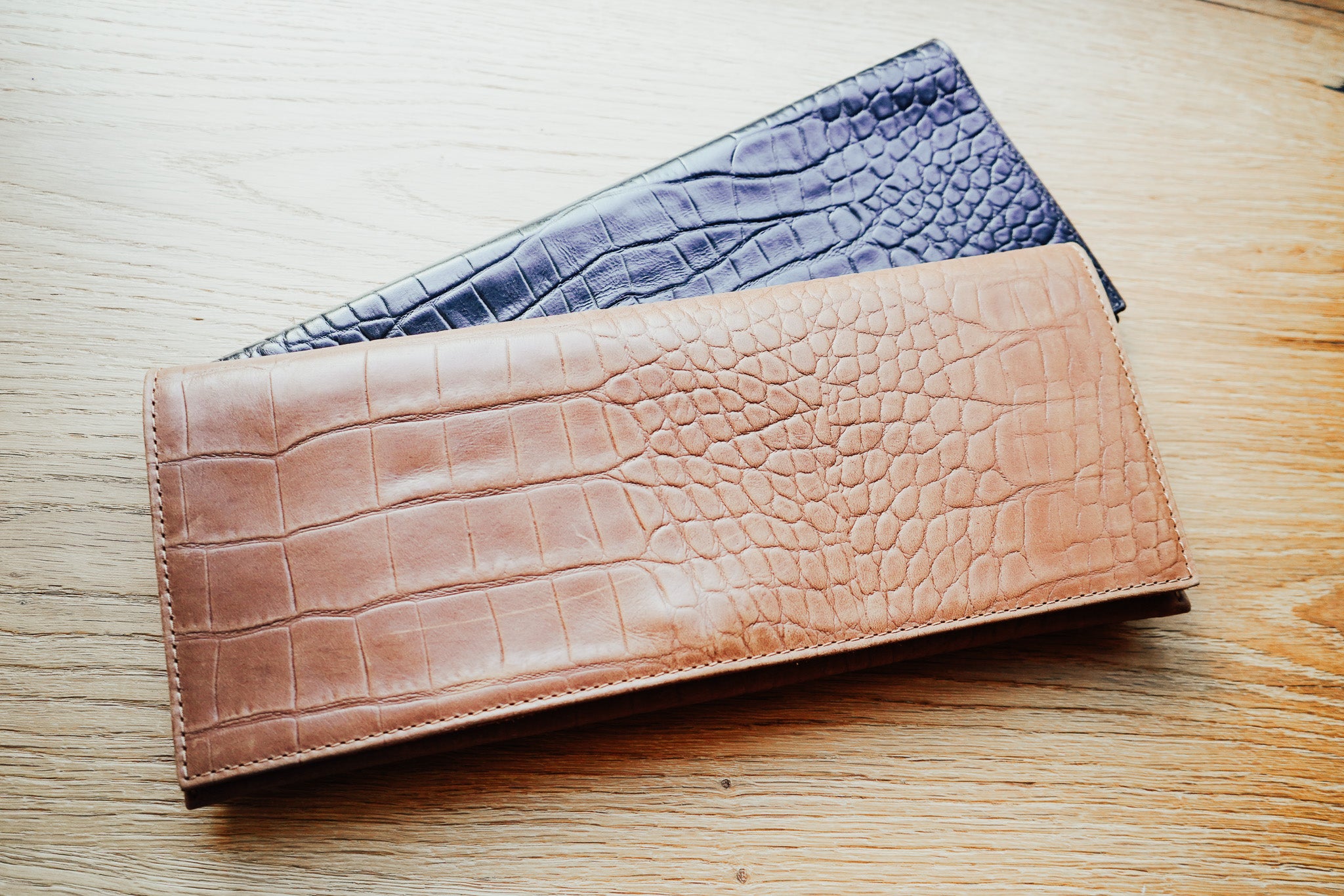 Yeshi Full-Grain Leather Foldover Clutch – Crocodile Embossed, Handcrafted in Ethiopia - Image 8